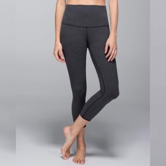 lululemon athletica Pants - dark gray lululemon wunder under cropped leggings